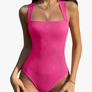 Vibrant Pink Ribbed tummy control bodysuit body shaper size XXL